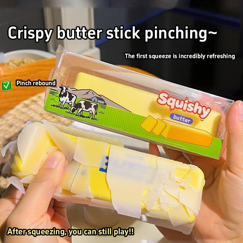 Crunchy Butter Bar Squishy Stress Relief Toy - ASMR Sensory Fidget for Adults