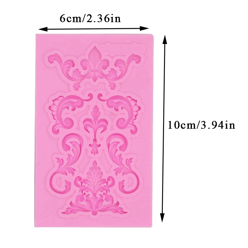 Baroque Style Lace Fondant Silicone Mold - 3D Relief Flower Decor