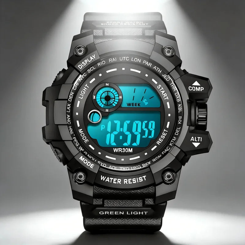 Digital Sports Watch for Men and Kids Waterproof Alarm Clock with Luminous Display
