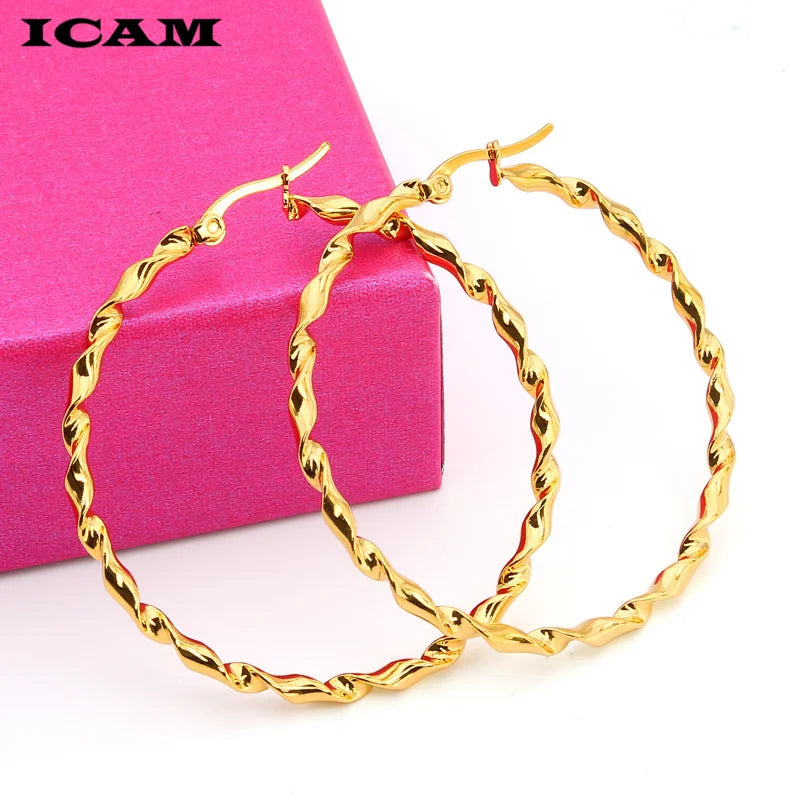Big Hoop Earrings for Women Gold Silver Rose Gold Bohemian Circle Jewelry Party Accessory