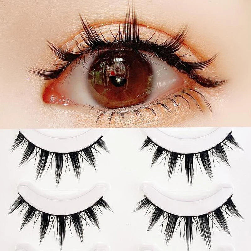 3D Cat Eye False Eyelashes Pack - Natural, Winged, Thick & Messy Ends