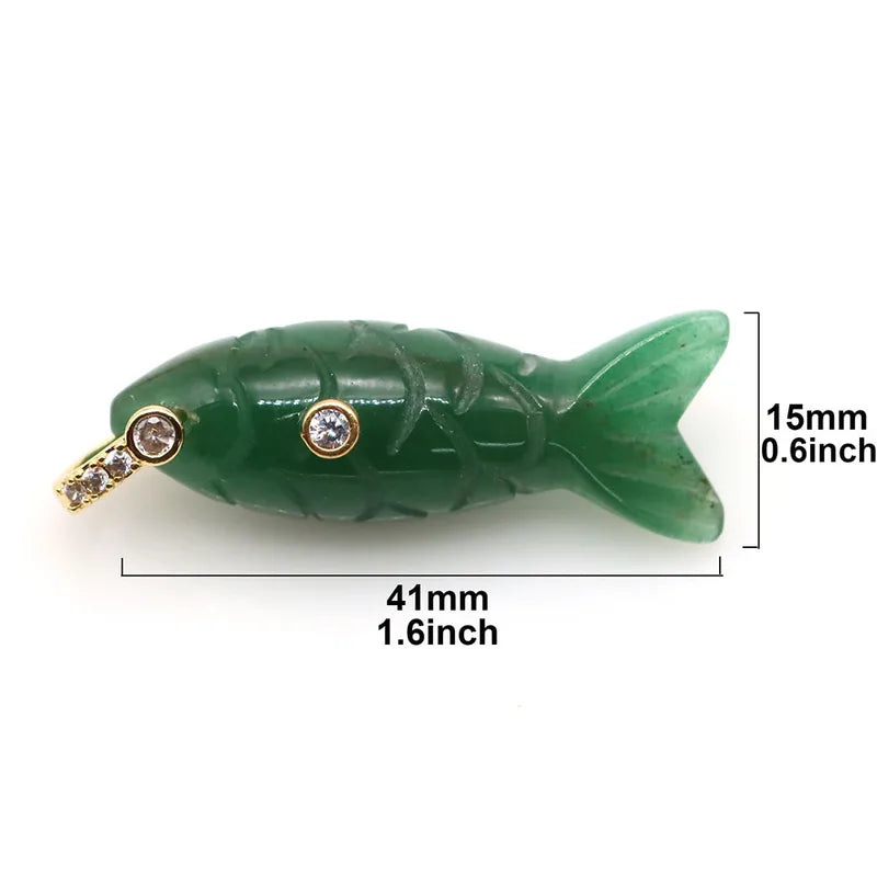 Fish-Shaped Crystal Charms with Zircon for DIY Jewelry Making Natural Stones
