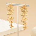Gold Metal Leaf Flower Drop Earrings for Women - Vintage Dangle Jewelry Gift