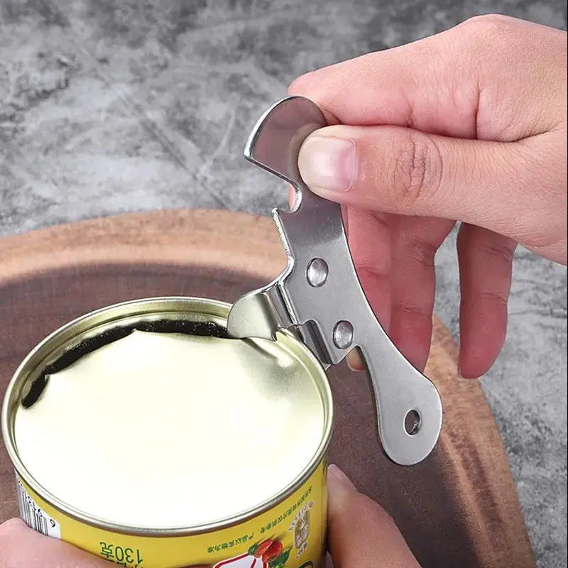 Stainless Steel Can Opener - Manual Jar and Tin Opener with Safety Side Cut