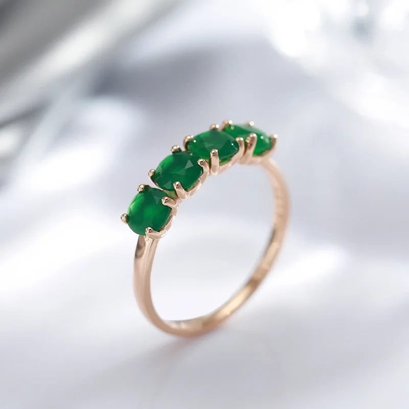 18K Rose Gold Emerald Ring for Women - Fine Jewelry Gift Box Included