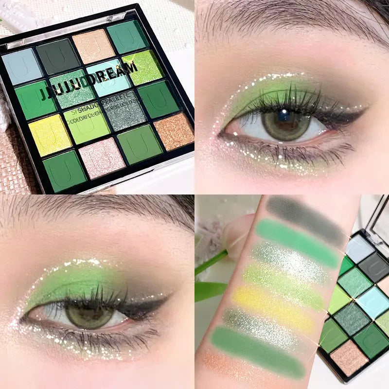 16-Color Eyeshadow Palette with Pearlescent, Matte & Shimmer Finishes