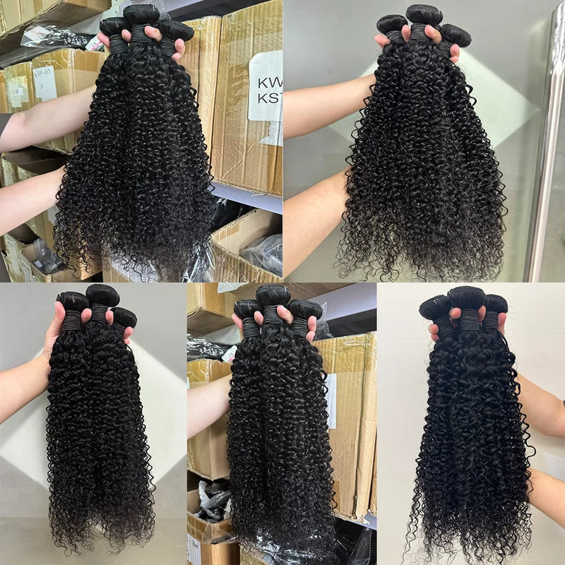 Kinky Curly Human Hair Bundles - Burmese Remy Natural Textures, 22-28 Inches