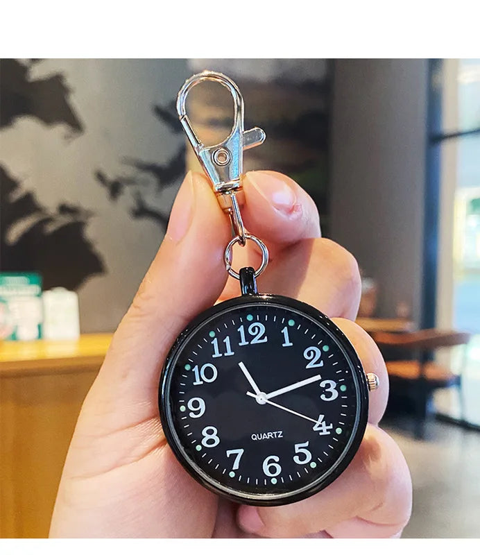 Miniature Quartz Pocket Watch with Keyring for Nurses, Doctors & Kids
