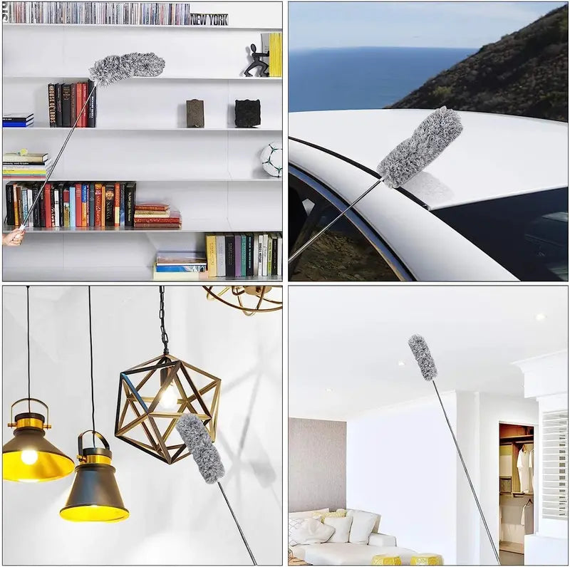 Extra-Long Retractable Duster with Bendable Head, Washable Dust Brush for High Ceilings and Furniture