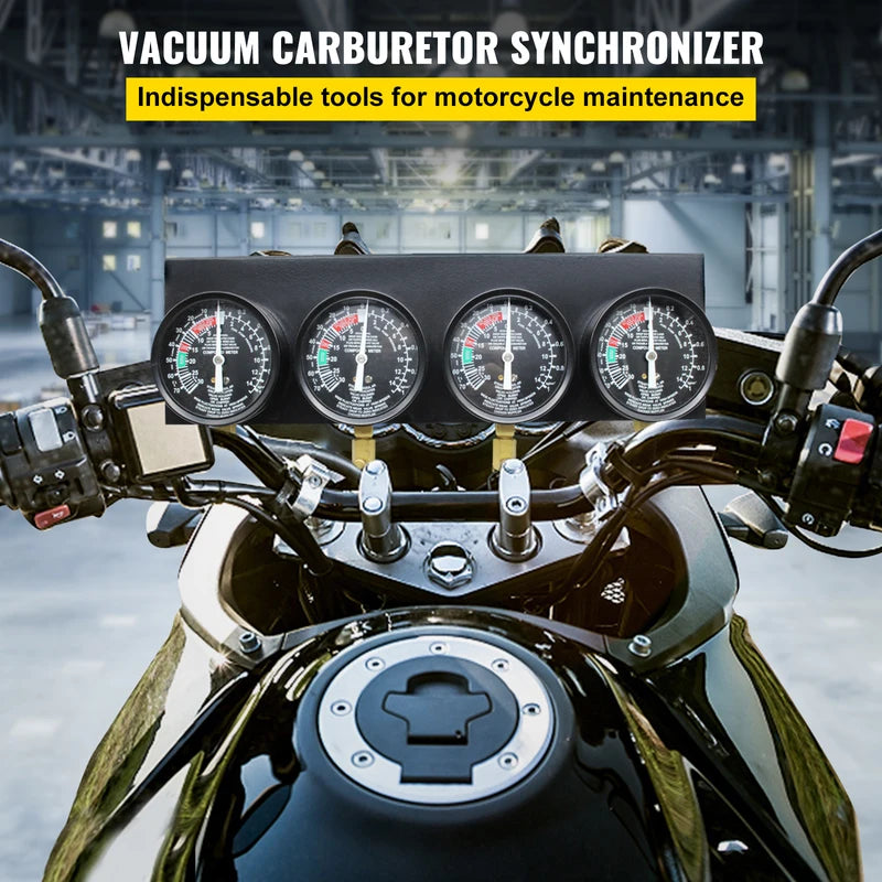 Carburetor Synchronizer Tool Set with 4 Vacuum Gauges for Motorcycle Maintenance
