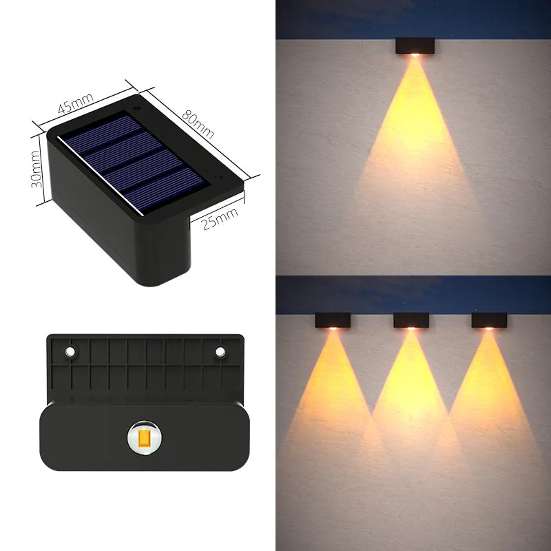 Solar Outdoor Wall Light with Floodlight - Waterproof Garden Fence Decor