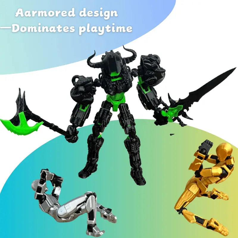 Multi-Jointed Action Figure Robot with Customizable Colors and Accessories