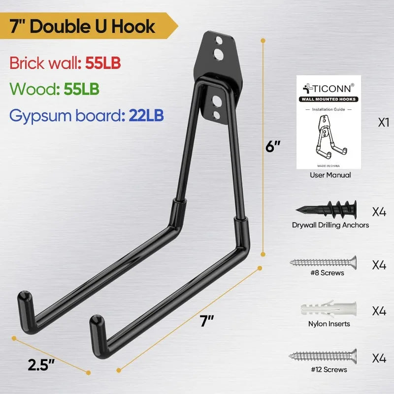 Heavy Duty Wall Mounted Hose Bracket Stainless Steel Multi-Use Hook for Garage Garden Storage
