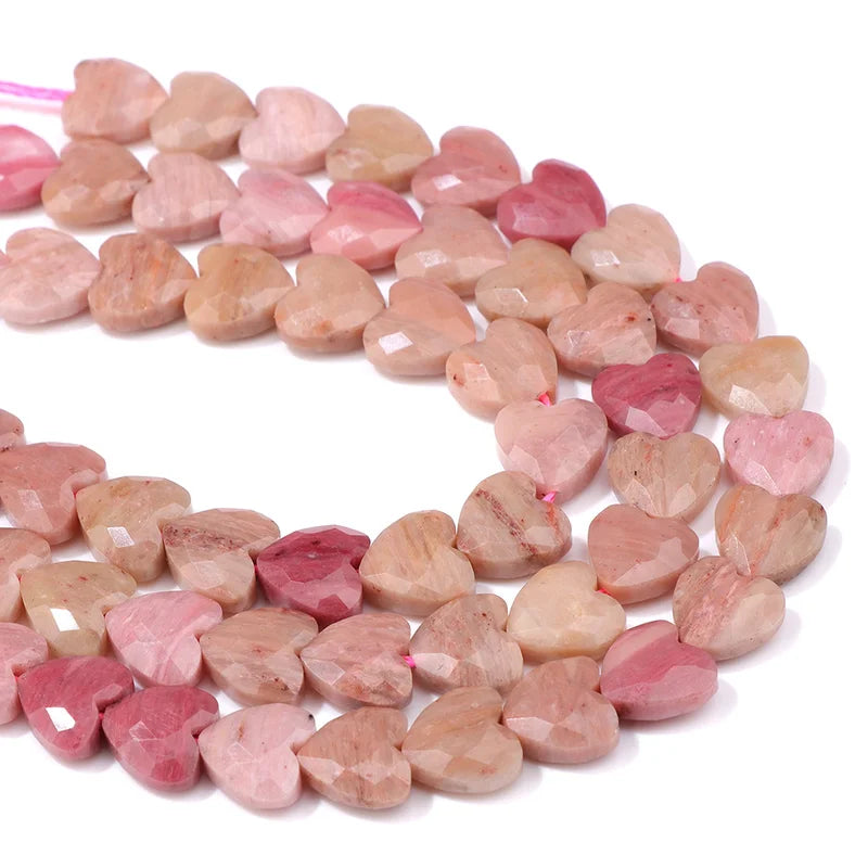 Natural Stone Heart Beads for Jewelry Making - 8mm Faceted Loose Beads