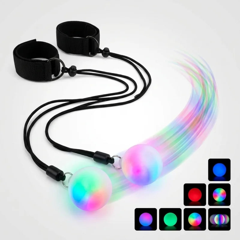 LED Poi Balls for Belly Dance & Stage Performance - Luminous Light Up Props, 7.4cm