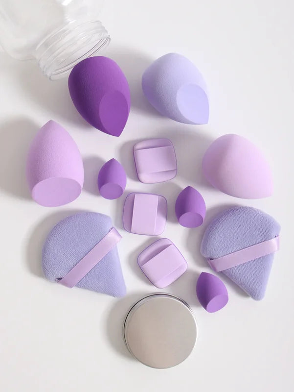 14pcs Makeup Sponge Set - Soft, Non-Latex, Dual-Use Powder Puff for Liquid & Powder Application