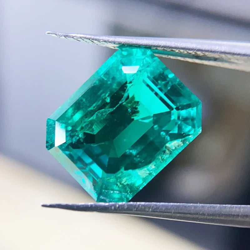 Lab Grown Emerald Charms for Jewelry Making 10x12mm Emerald Cut Gemstones