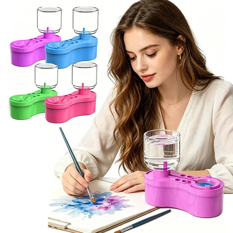 Paint Brush Washer Cleaning Bucket for Watercolor, Oil & Hobby Brushes
