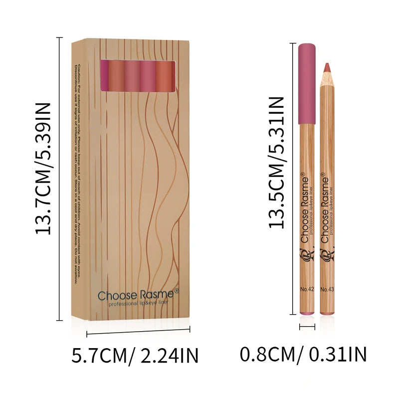 12-Piece Matte Lip Liner Set Waterproof & Long-Lasting Cosmetic Pencils
