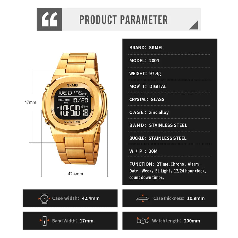 Digital Sport Watch Men Waterproof Multi-Function Wristwatch - LED Alarm & Calendar