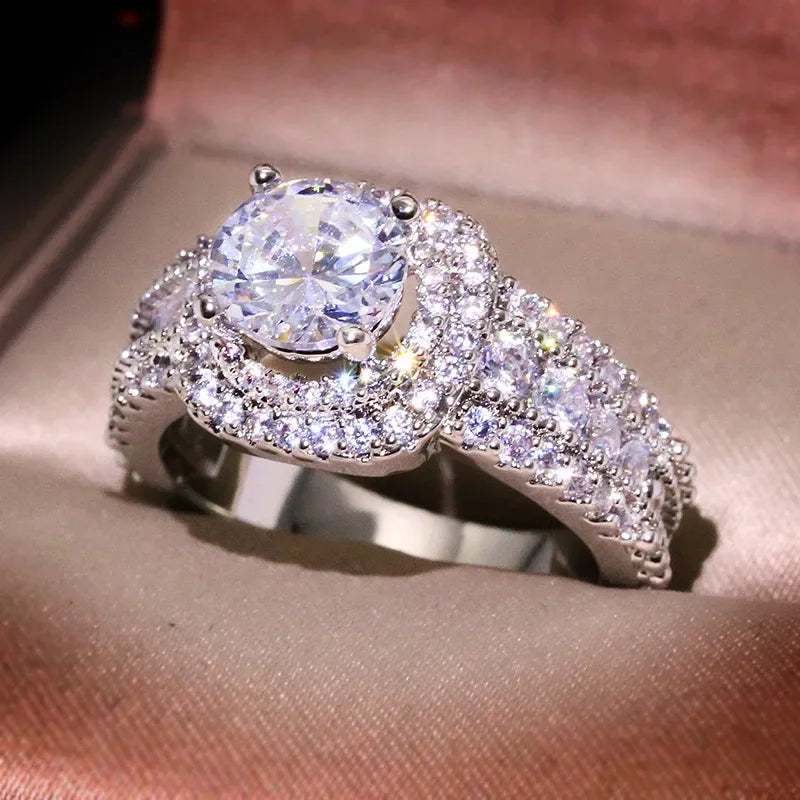 925 Sterling Silver Square Zircon Engagement Ring for Women - Multiple Sizes