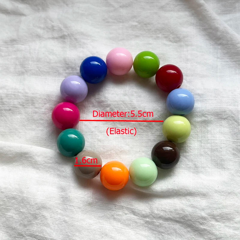 Colorful Acrylic Beaded Bracelet Set - Chunky Stacking Jewelry for Women