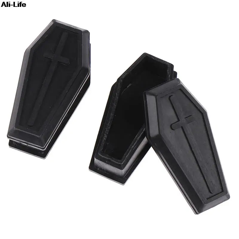 Halloween Coffin Box with Lid - Creepy Miniature Plastic Prop for Party & Decor