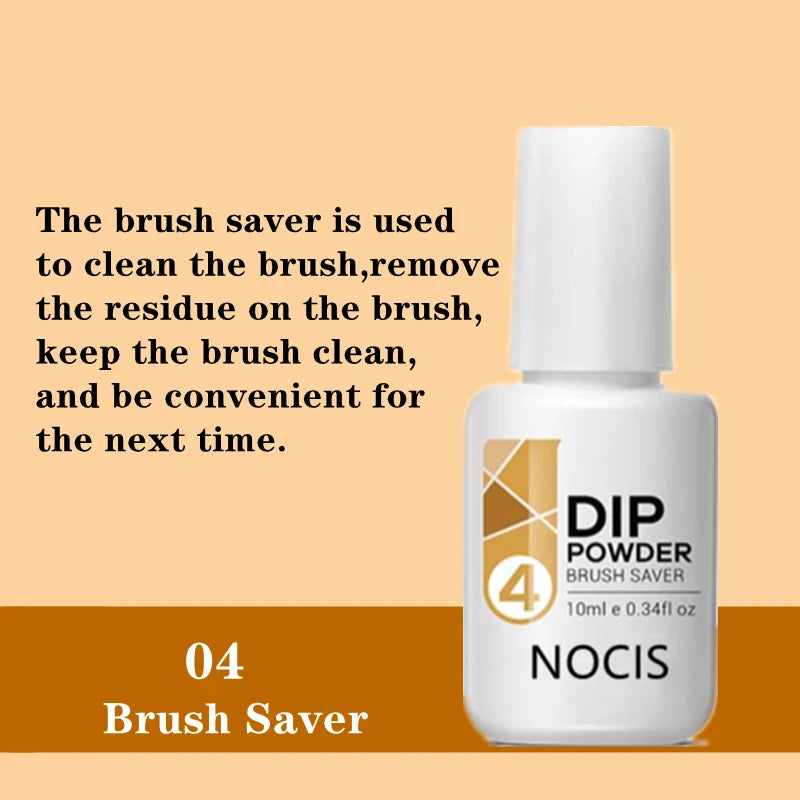 4pcs Dip Powder Nail Kit Liquid Set - Activator, Base, Top Coat & Brush Saver