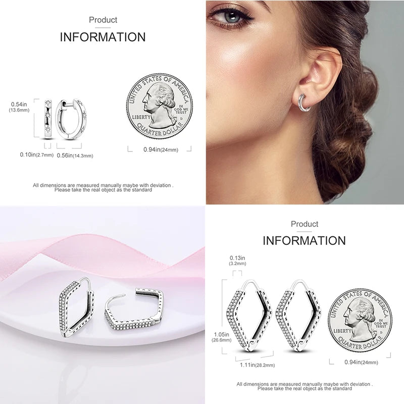 925 Sterling Silver Minimalist Pave U-Shape Hoop Earrings for Women - Gift-Ready