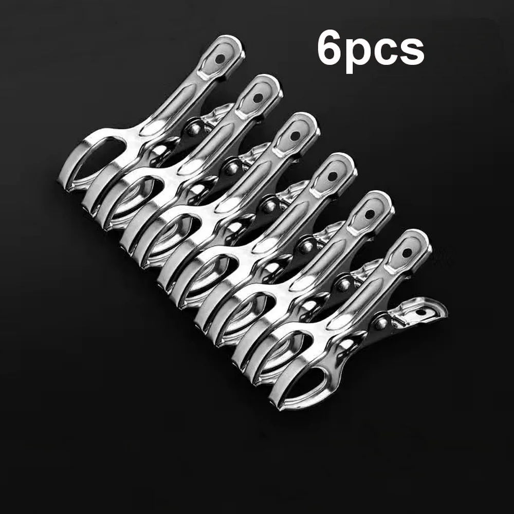 Stainless Steel Outdoor Clothes & Blanket Drying Clips - 6 Pack