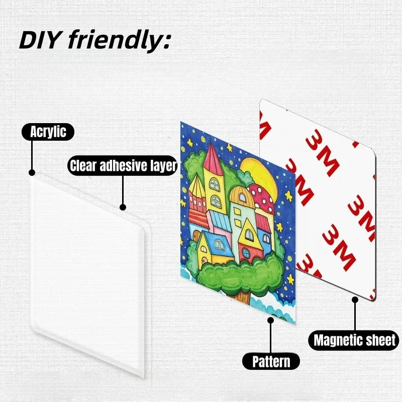 DIY Refrigerator Magnet Kit with Acrylic and Magnetic Sets - Creative Home Decor