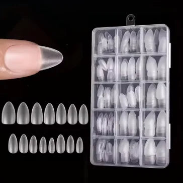 Short Almond Nail Tips - Matte Gel Nail Stickers, Pre-Shaped Full Coverage