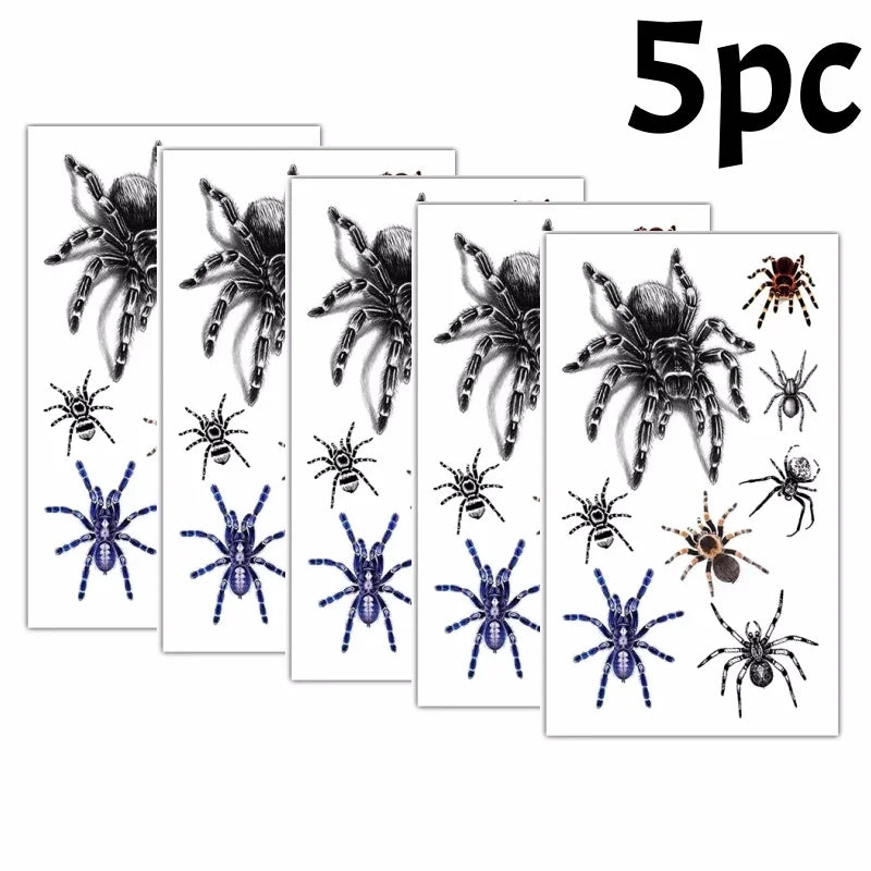 Halloween Spider Temporary Tattoo Stickers Waterproof Fake Scary Body Face Arm Makeup 8 Patterns