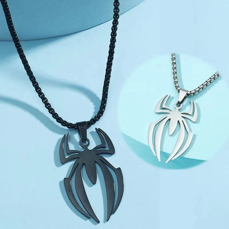 Spider Shape Cosplay Necklace Men Stainless Steel Pendant Chain Choker Jewelry Accessories
