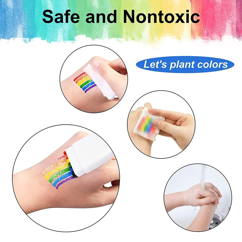 Washable Rainbow Face & Body Painting Crayon Pen for Festivals & Parties