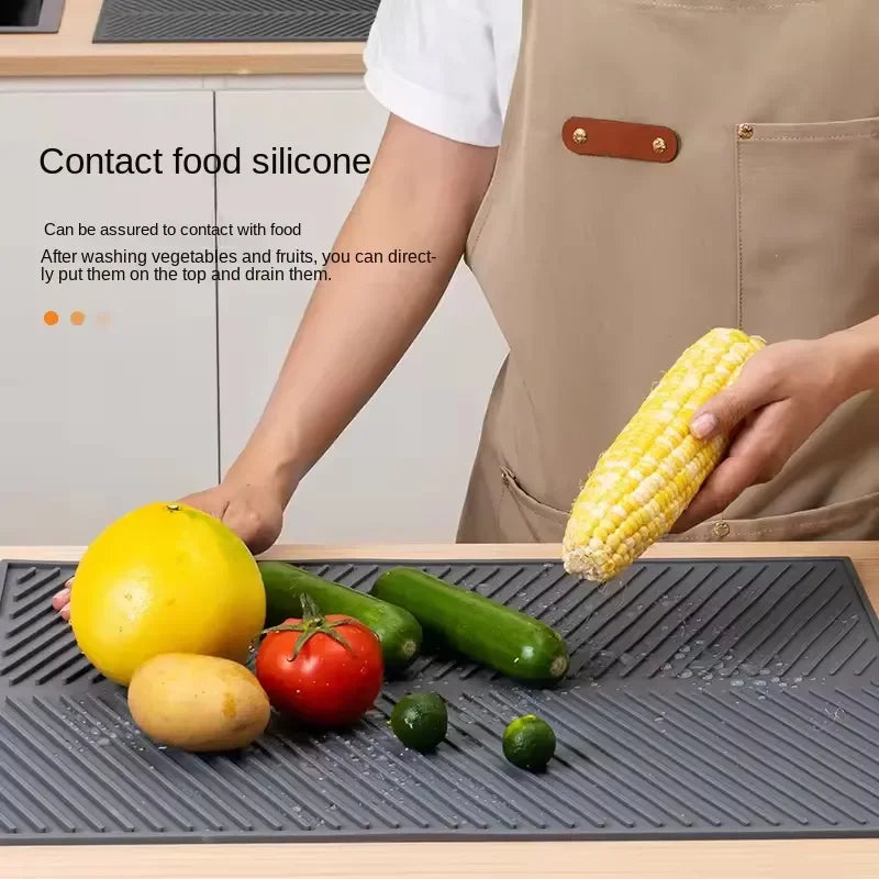 Silicone Dish Drying Mat Non-Slip Heat-Resistant Kitchen Drain Pad - Multiple Sizes
