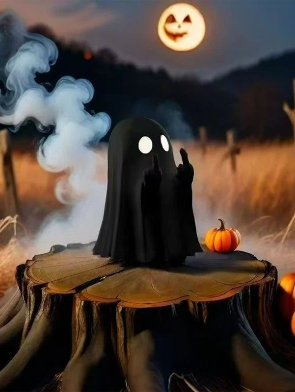 Halloween Ghost Statue - Cute & Terrifying Middle Finger Ghost Decor, Small Resin Figurine