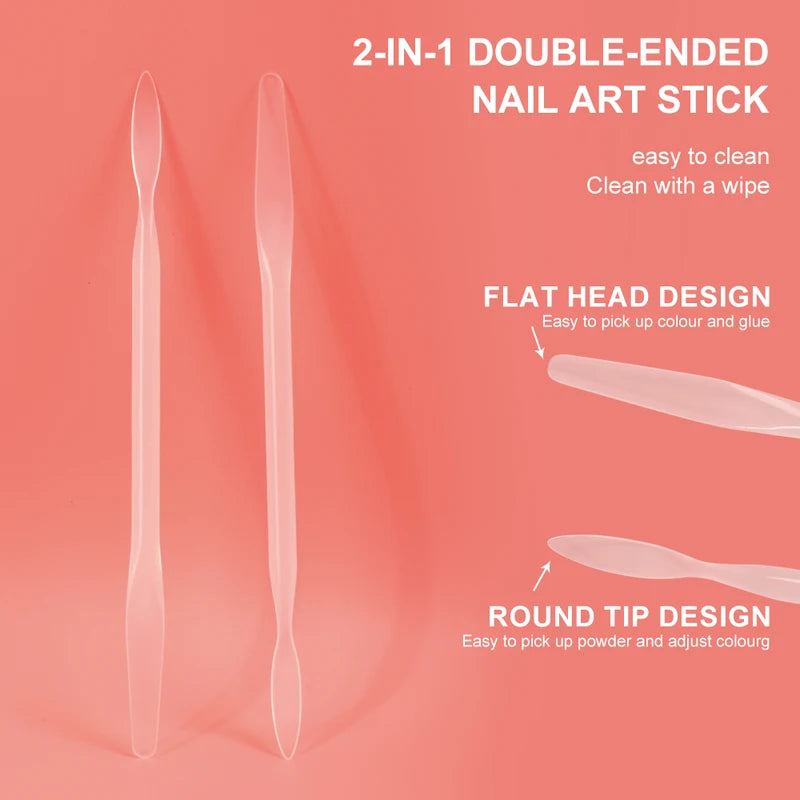 Dual-Ended Nail Art Mixing Stick Flexible Silicone Nail Tool Set