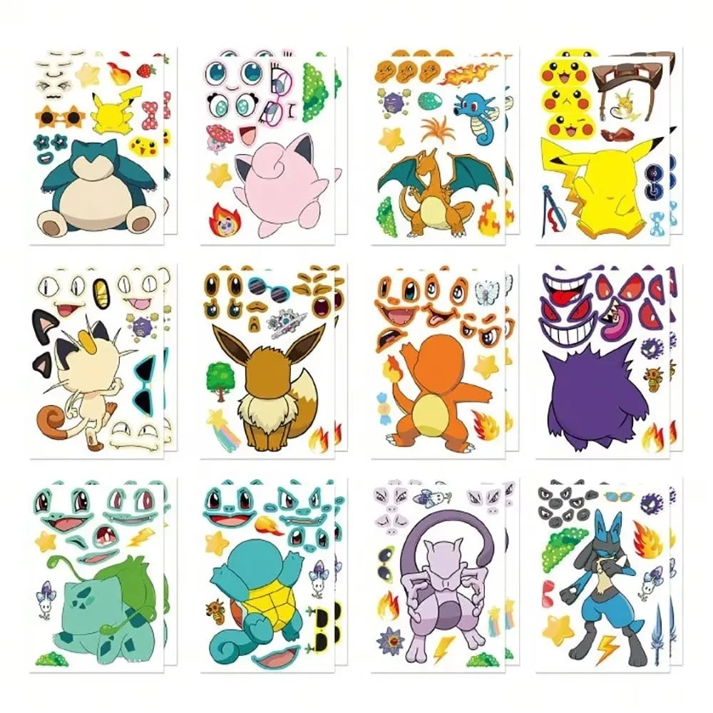 Puzzle Sticker Set for Phone Laptop Luggage Skateboard Kids Gift - 6/12 Sheets