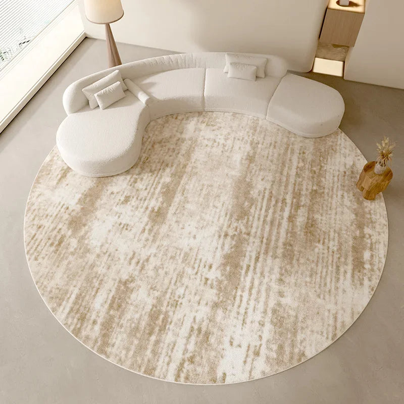 Large Plush Round Log Rug - Wabi-Sabi Style Fluffy Carpet for Living Room & Bedroom