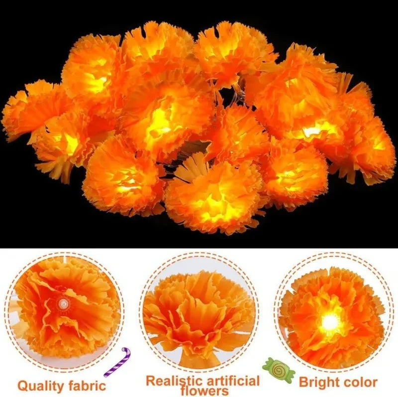 5 Ft LED Marigold String Lights for Festival & Holiday Decor