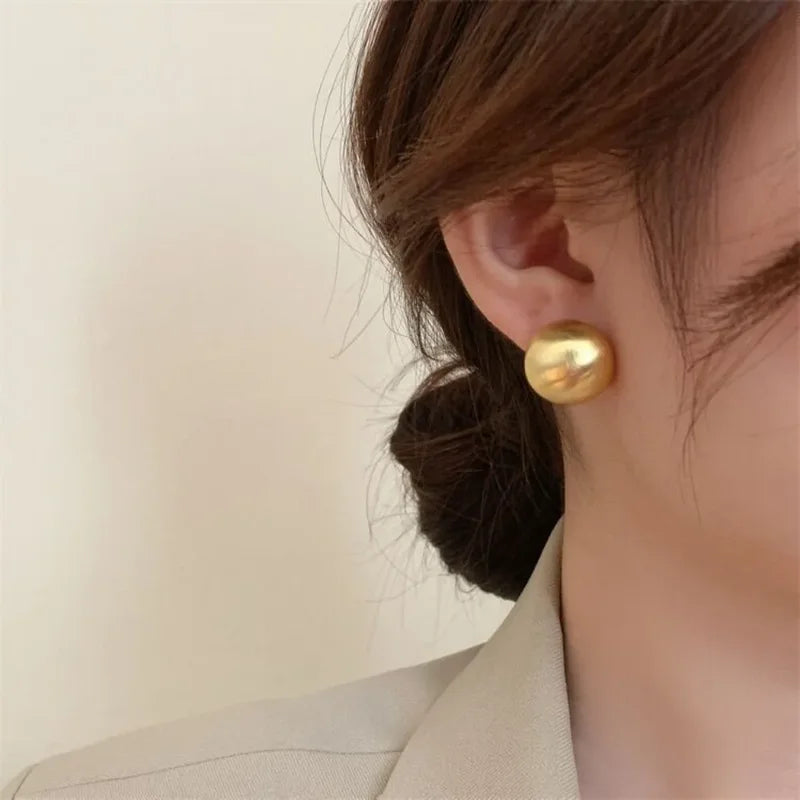 Exaggerated Personality Round Matte Stud Earrings for Women – Party Jewelry Accessory