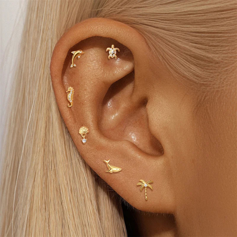 Sterling Silver 18K Gold Plated Ocean Animal Earrings Hypoallergenic Jewelry for Women