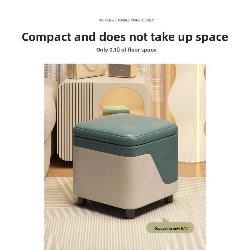 Small Household Shoe Storage Stool with Storage Function - Low, Compact, Multi-Color