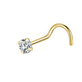 Gold Color Nose Stud with Cubic Zirconia Crystal - Body Piercing Jewelry