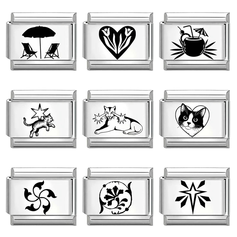 Laser Engraving Charm Bracelet Modules for DIY Jewelry Making - Men Women, 9mm Links