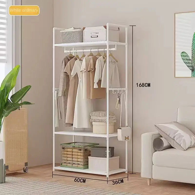 Standing Garment Rack for Hanging Clothes with Hat, Scarf & Tie Storage
