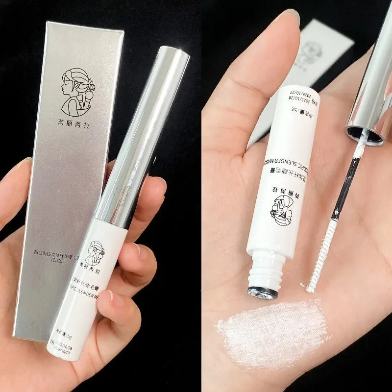 White Waterproof Mascara & Eyebrow Tint - Long-Wearing, Curling, Fast Drying