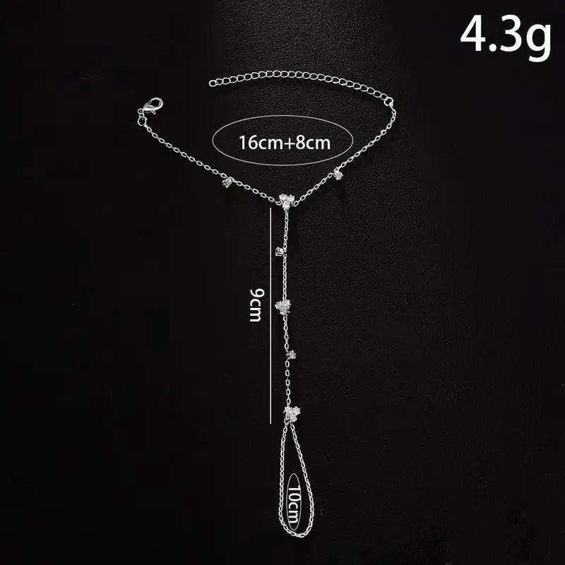 Summer Rhinestone Flower Hand Back Bracelet for Women Wedding Party Jewelry