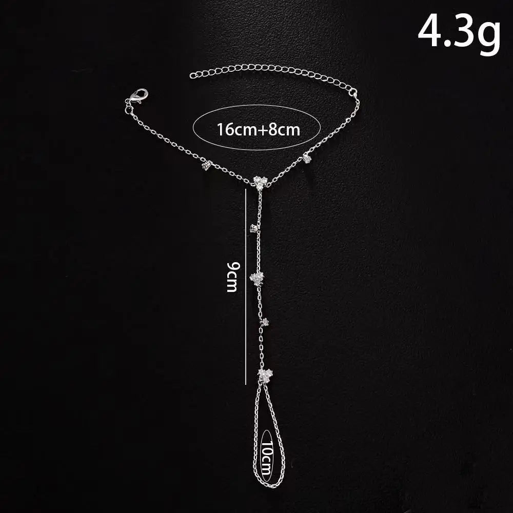 Summer Rhinestone Flower Hand Back Bracelet for Women Wedding Party Jewelry